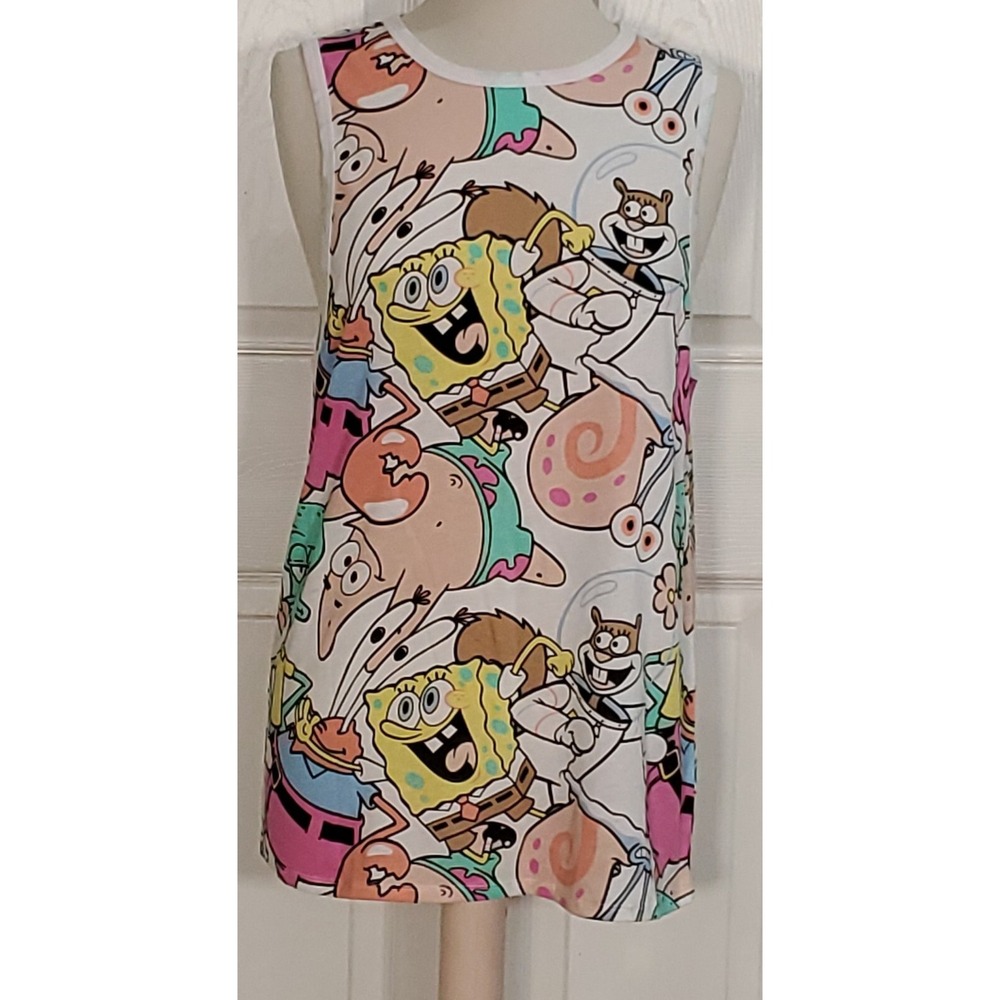 Nickelodeon Spongebob All Over Print Tank Size Medium (7-9) Junior Sizes NEW